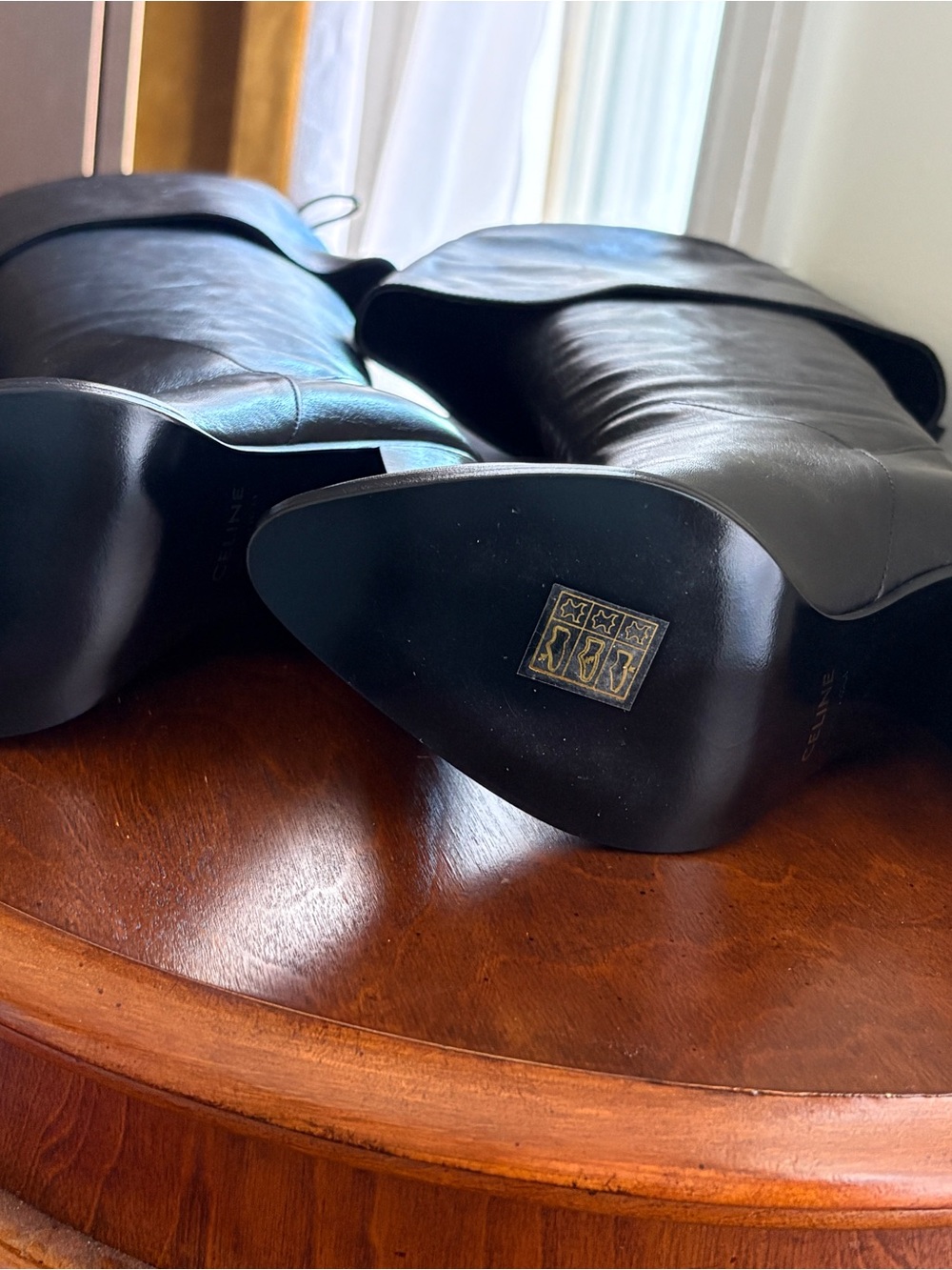 Celine Black Leather Over-the-Knee Folded Cuff Boots - Picture 5 of 7